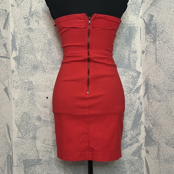 Teeze Me Red Strapless Sweetheart Bodycon Dress Crisscross Bodice & Even size 3 - Picture 4 of 7